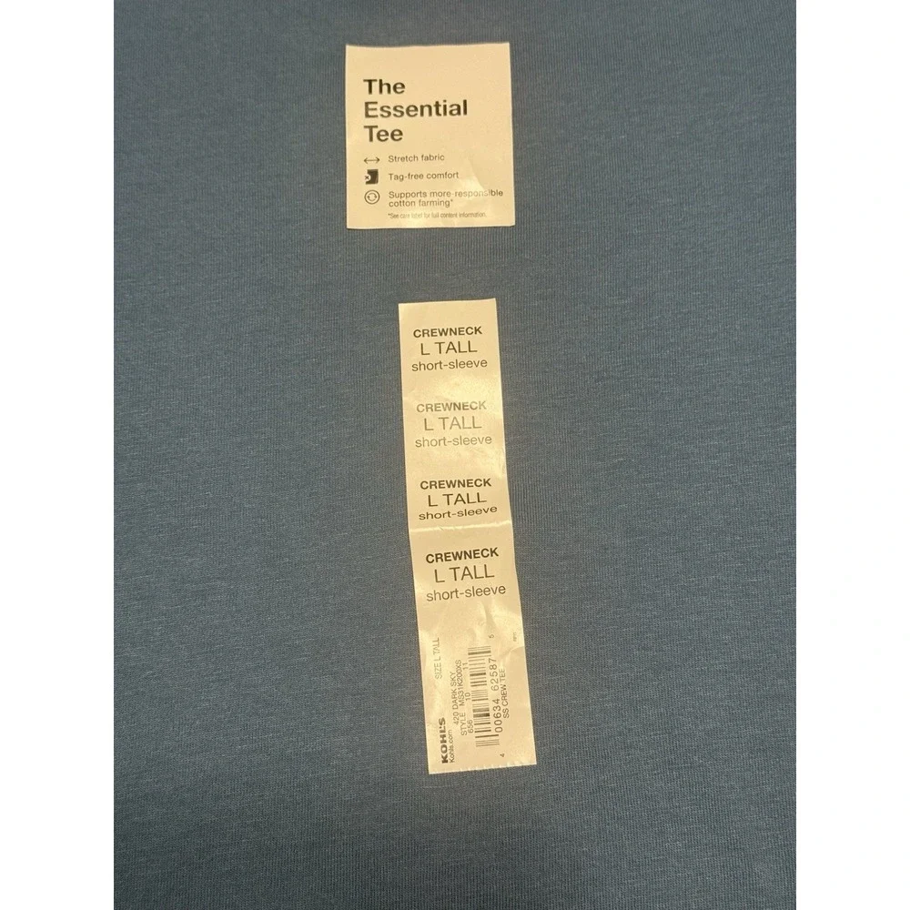 New‎ Sonoma Goods for Life Men's Large Tall Crewneck Short Sleeve Tee Light Blue